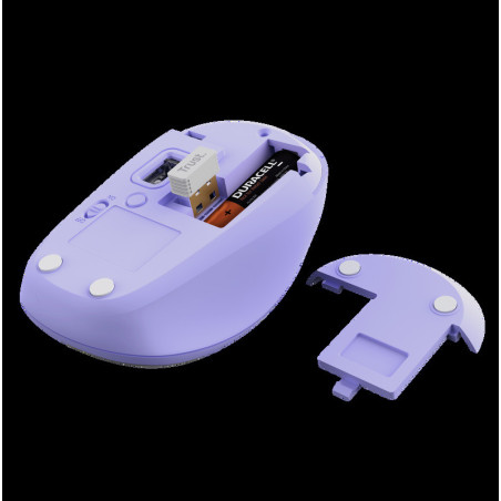 TRUST Yvi+ Multi-Device/Kancelárska/Optická/1 600 DPI/USB+BT/Fialová