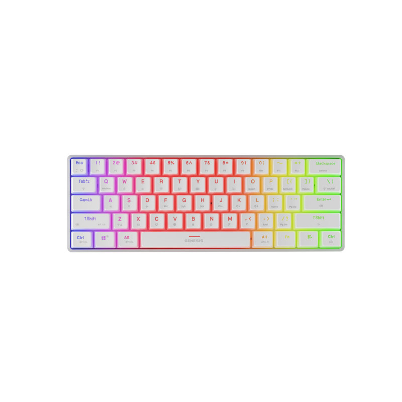 Genesis herná klávesnica THOR 660 G2/Gateron Red/USB+BT/US layout/Biela