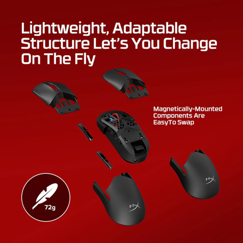 HP HyperX Pulsefire Saga Pro/Herná/Optická/Pre pravákov/26 000 DPI/USB+BT/Čierna