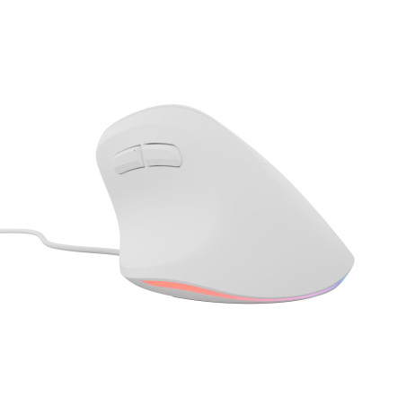 Vertikálna myš Natec CRAKE 2 PRO/Vertikálna/Optická/Pre pravákov/12 400 DPI/Drôtové USB-A/Biela