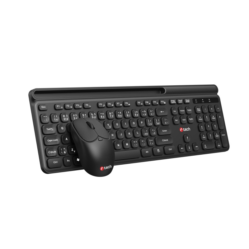 Klávesnice C-TECH Quallis WLKMC-05, bezdrátový combo set s myší, černý, USB, CZ/SK