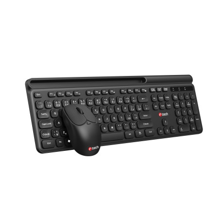 Klávesnice C-TECH Quallis WLKMC-05, bezdrátový combo set s myší, černý, USB, CZ/SK