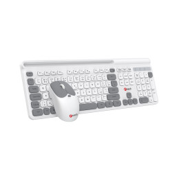 Klávesnice C-TECH Quallis WLKMC-05, bezdrátový combo set s myší, bílá, USB, CZ/SK