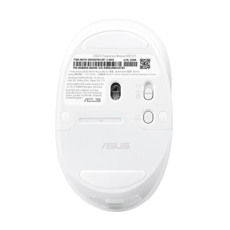 ASUS Fragrance Mouse MD101/Ergonomická/Optická/2 400 DPI/USB+BT/Biela