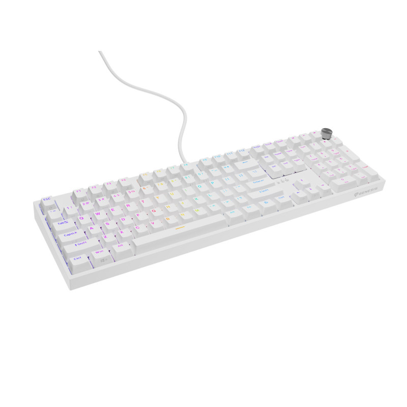 Herná mechanická klávesnica Genesis THOR 404/RGB/Outemu Peach Silent/Drôtové USB-A/US layout/Biela