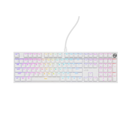 Herná mechanická klávesnica Genesis THOR 404/RGB/Outemu Peach Silent/Drôtové USB-A/US layout/Biela