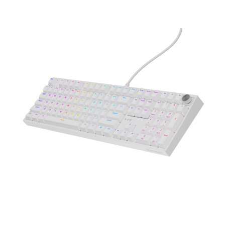 Herná mechanická klávesnica Genesis THOR 404/RGB/Outemu Peach Silent/Drôtové USB-A/US layout/Biela