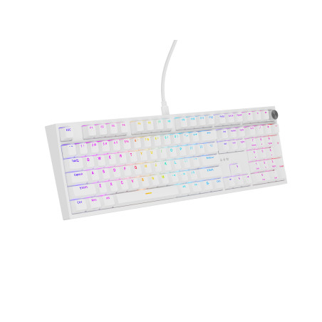Herná mechanická klávesnica Genesis THOR 404/RGB/Outemu Peach Silent/Drôtové USB-A/US layout/Biela