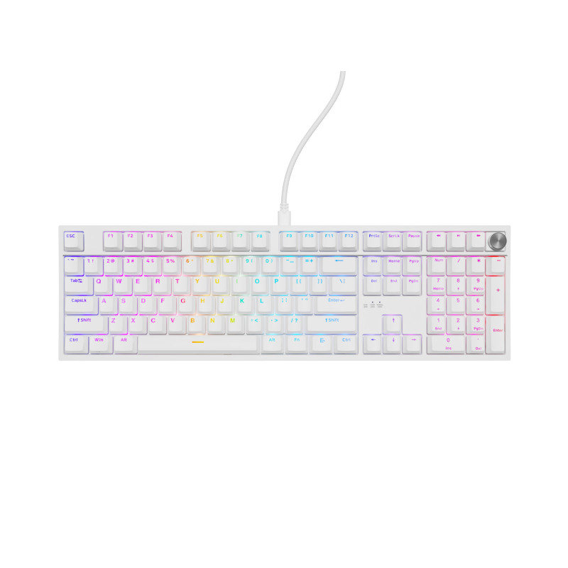 Herná mechanická klávesnica Genesis THOR 404/RGB/Gateron Yellow Pro/Drôtové USB-A/US layout/Biela