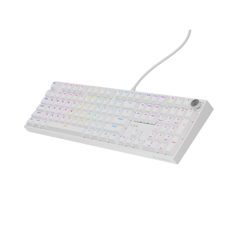 Herná mechanická klávesnica Genesis THOR 404/RGB/Gateron Yellow Pro/Drôtové USB-A/US layout/Biela