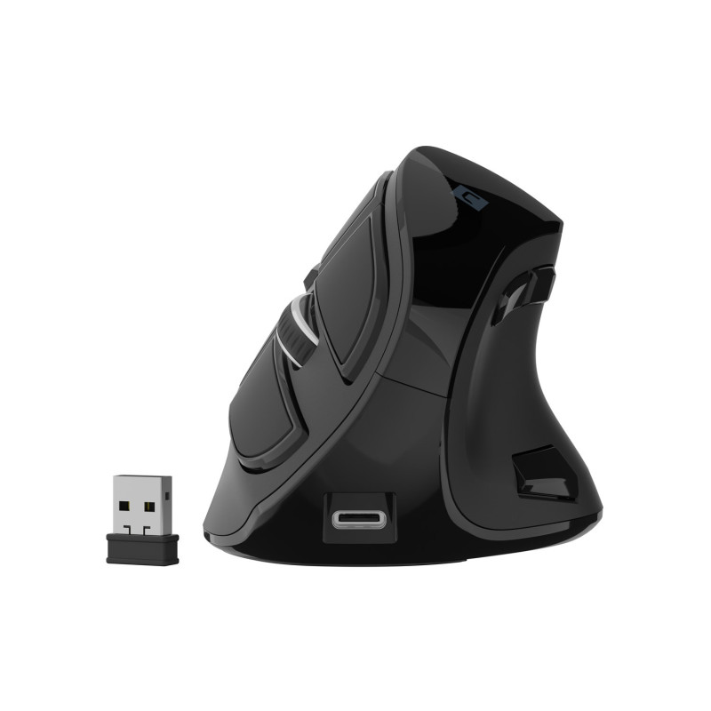 Vertikálna bezdrôtová myš Natec EUPHONIE PRO/Vertikálna/Optická/Pre pravákov/4 000 DPI/USB+BT/Čierna