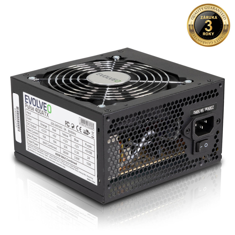 EVOLVEO Pulse 400, zdroj 400W, ATX, tichý, bulk, 3YRW