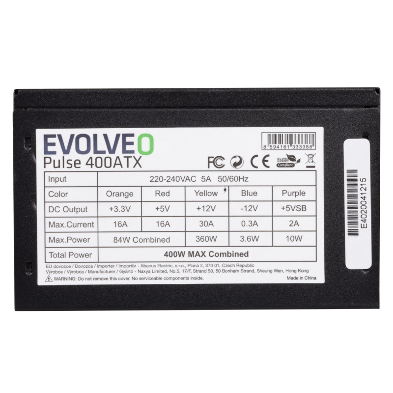 EVOLVEO Pulse 400, zdroj 400W, ATX, tichý, bulk, 3YRW