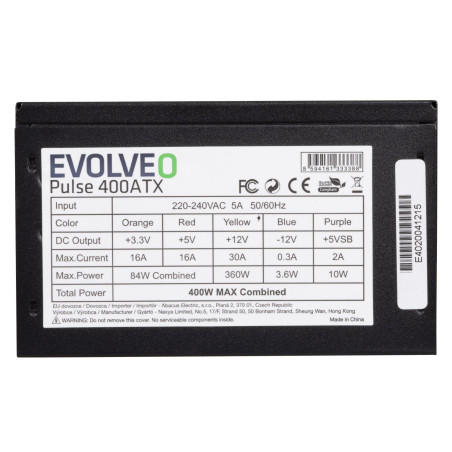 EVOLVEO Pulse 400, zdroj 400W, ATX, tichý, bulk, 3YRW