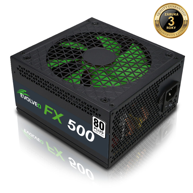 EVOLVEO FX 500, zdroj 500W ATX, 14cm, 80+, White, 3YRW