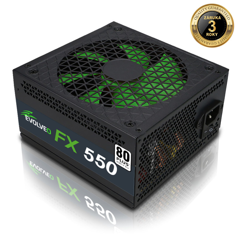 EVOLVEO FX 550, zdroj 550W ATX, 14cm, 80+, White, 3YRW