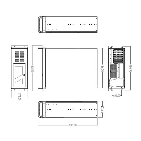 DATACOM 19" Case IPC 4U/585mm sivý bez PSU