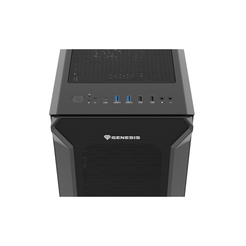 Počítačová skriňa Genesis IRID 505F/Midi Tower/Transpar./Čierna
