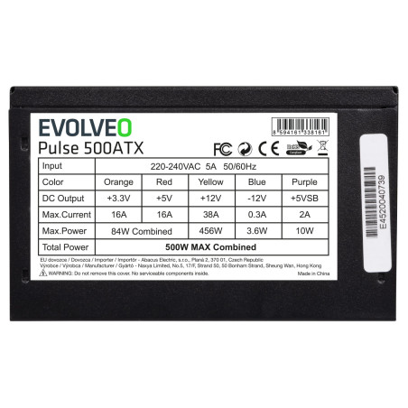 EVOLVEO Pulse 500, zdroj 500W, ATX, tichý, bulk, 3YRW