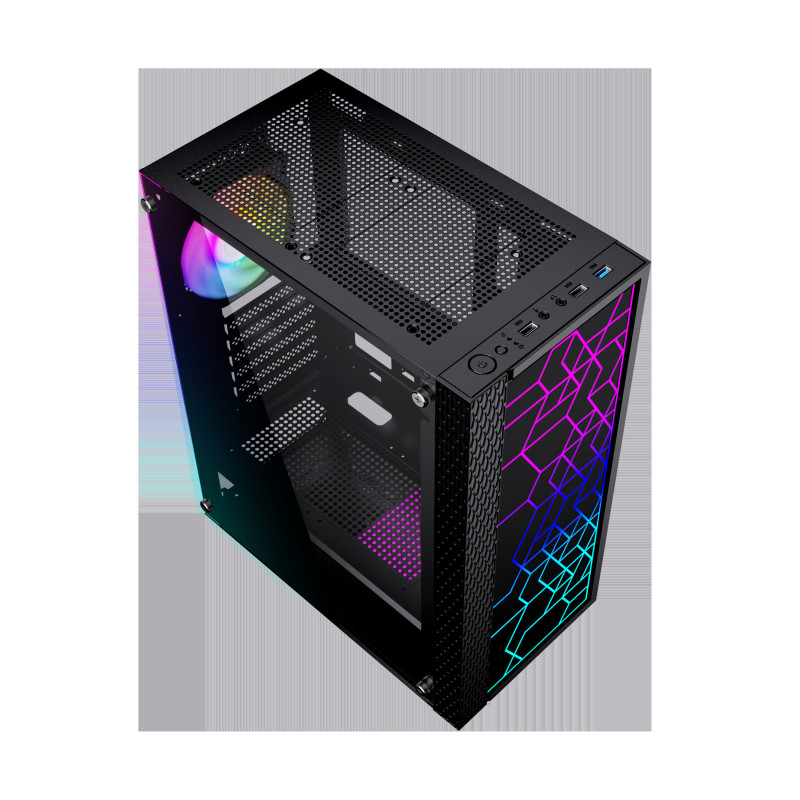 Gembird Computer Fornax 2500 ARGB/Midi Tower/Transpar./Čierna