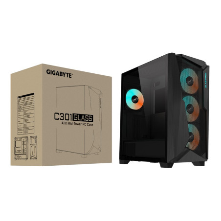GIGABYTE C301 GLASS/Midi Tower/Transpar./Čierna