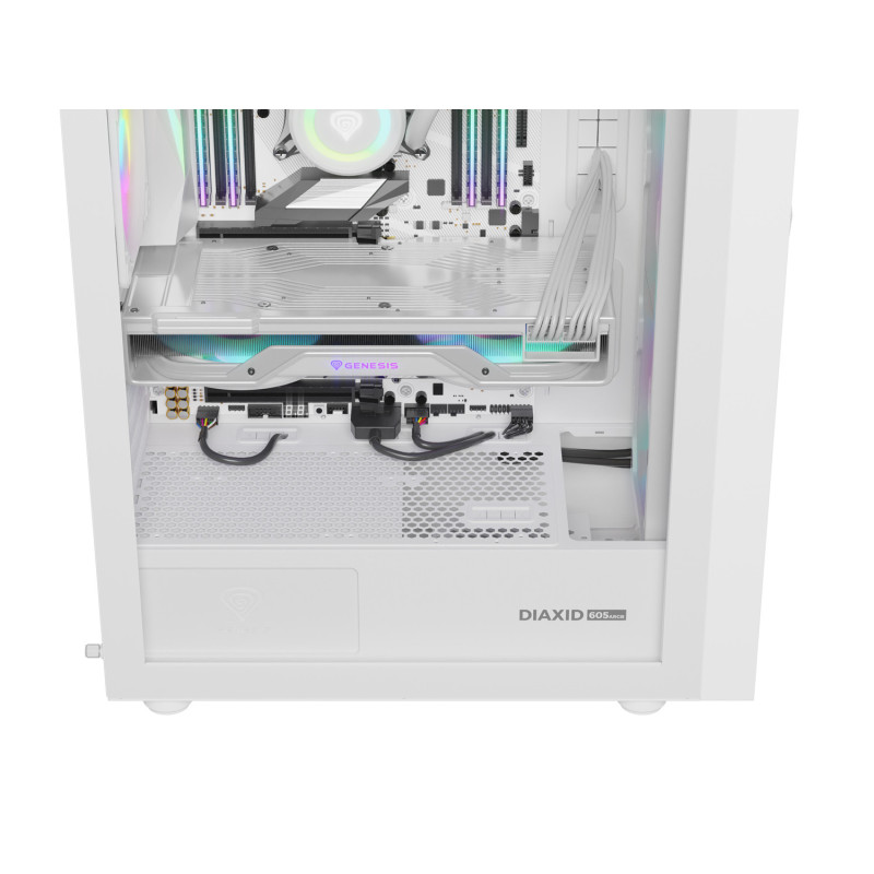 Počítačová skriňa Genesis DIAXID 605 ARGB/Midi Tower/Transpar./Biela