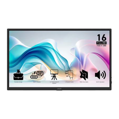 MSI Pro/MP165 E6/15,6"/IPS/FHD/60Hz/4ms/Čierna/3R
