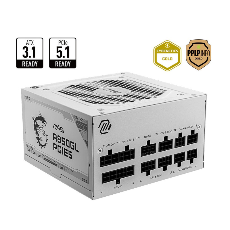 MSI zdroj MAG A850GL PCIE5 WHITE 80PLUS GOLD m