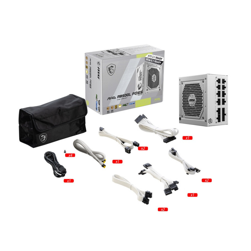 MSI zdroj MAG A850GL PCIE5 WHITE 80PLUS GOLD m