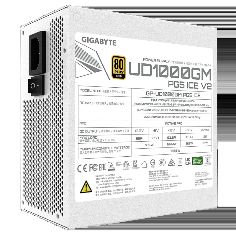 GIGABYTE zdroj 1000W 80PLUS Gold Modular PG5 ICE