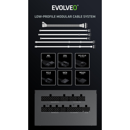 EVOLVEO G850,850W,ATX 3.1,14cm,aPFC,80+GOLD,3YRW