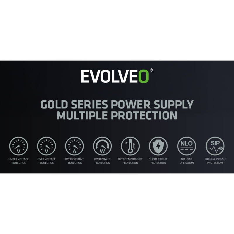 EVOLVEO G850,850W,ATX 3.1,14cm,aPFC,80+GOLD,3YRW