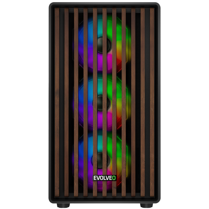 EVOLVEO Panthera, mATX/6x ARGB 120/drevo+sklo