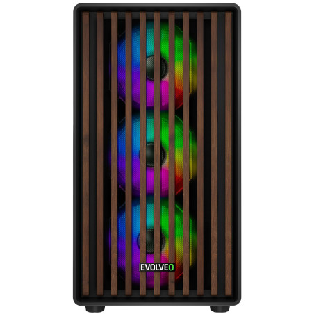 EVOLVEO Panthera, mATX/6x ARGB 120/drevo+sklo