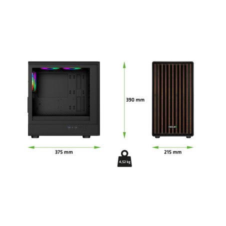EVOLVEO Panthera, mATX/6x ARGB 120/drevo+sklo