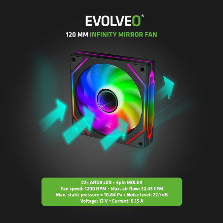 EVOLVEO Panthera, mATX/6x ARGB 120/drevo+sklo