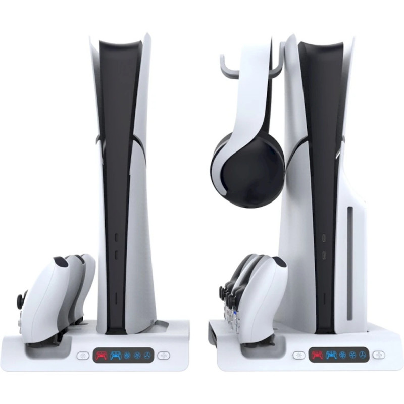 iPega P5S006 Multifunkčný Nabíjací RGB Stojan s Chladením pre PS5 Slim White