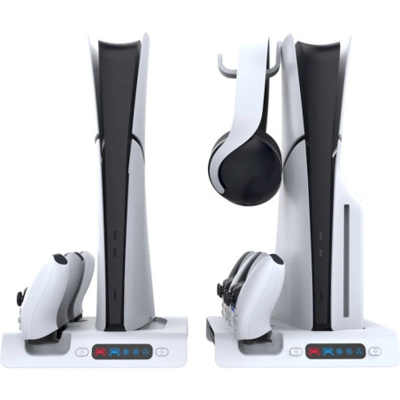 iPega P5S006 Multifunkčný Nabíjací RGB Stojan s Chladením pre PS5 Slim White