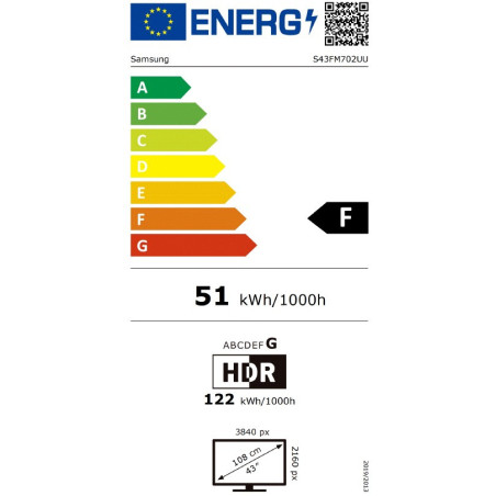 Samsung Smart Monitor/M70F/43"/VA/4K UHD/60Hz/4ms/Čierna/2R