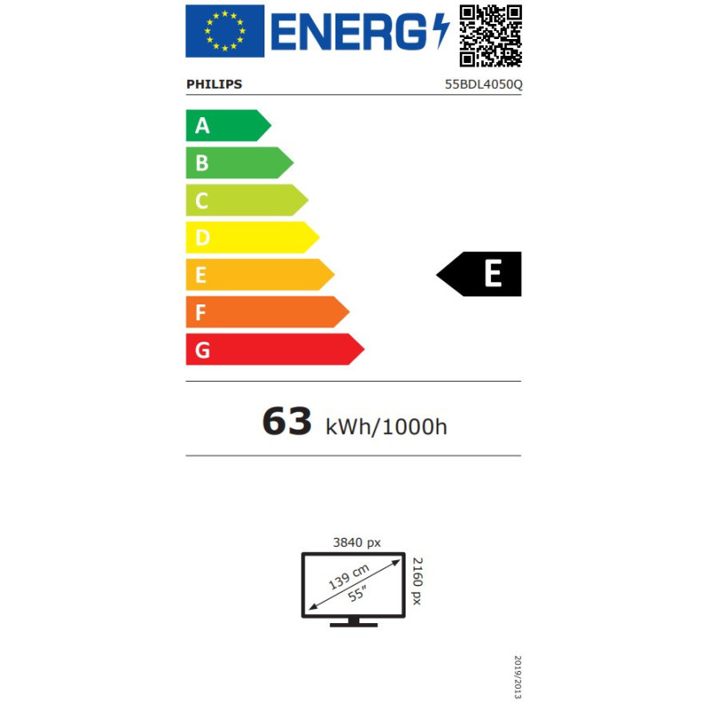 55" LED Philips 55BDL4050Q-UHD, 500cd, AN, 24/7