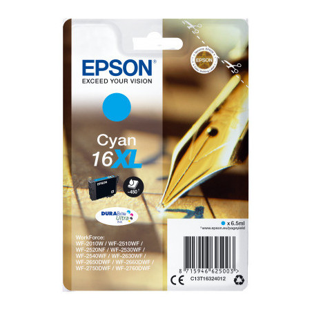 Epson Singlepack Cyan 16XL DURABrite Ultra Ink