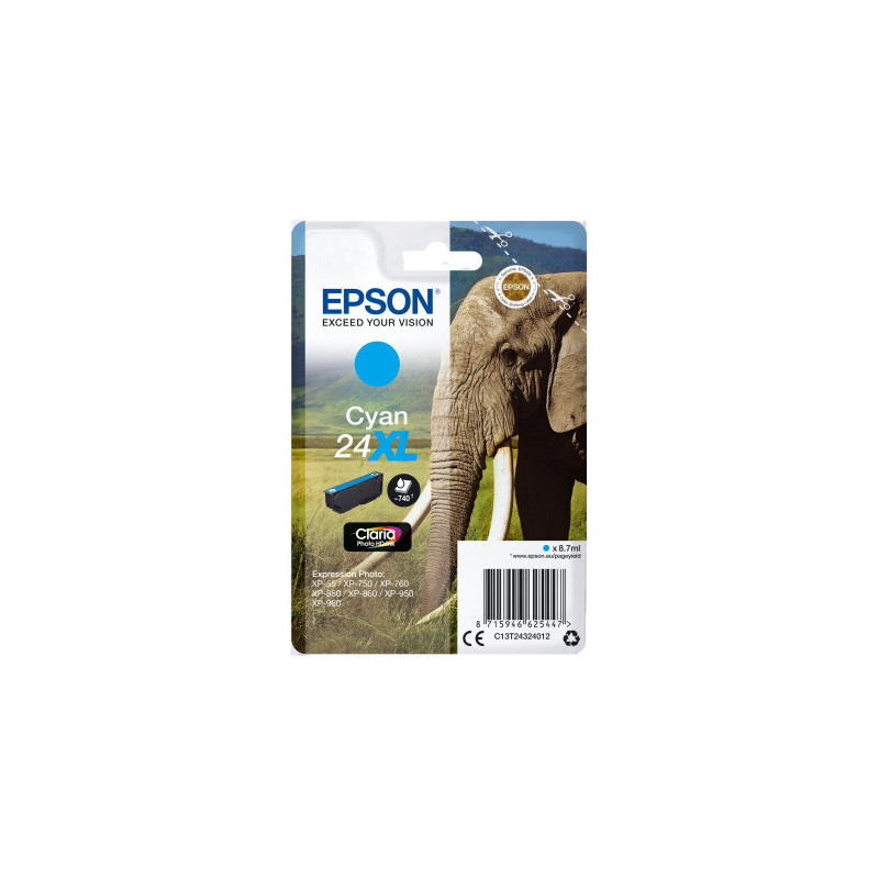 Epson Singlepack Cyan 24XL Claria Photo HD Ink