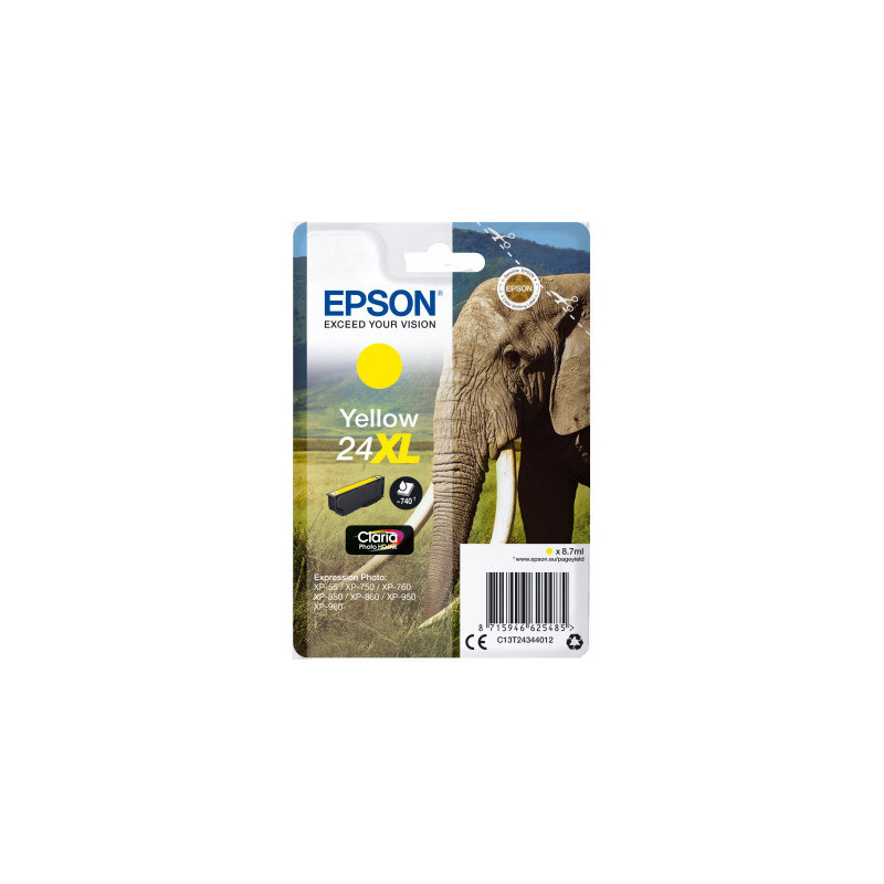 Epson Singlepack Yellow 24XL Claria Photo HD Ink