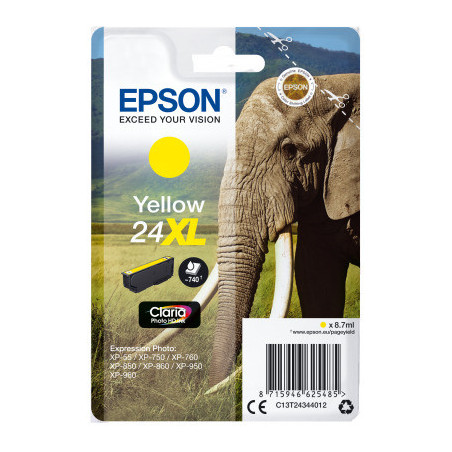 Epson Singlepack Yellow 24XL Claria Photo HD Ink