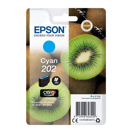 EPSON ink Cyan 202 Premium - singlepack, 4,1ml, 300s, štandard
