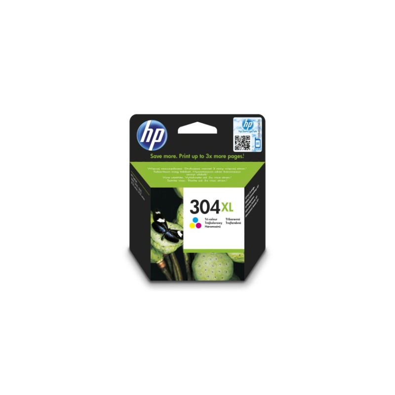 HP 304XL Tri-color Original Ink Cartridge, N9K07AE