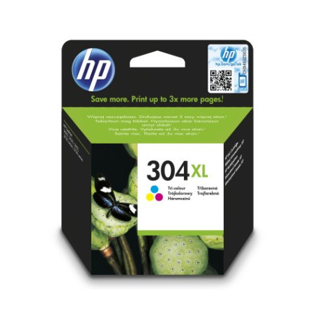 HP 304XL Tri-color Original Ink Cartridge, N9K07AE