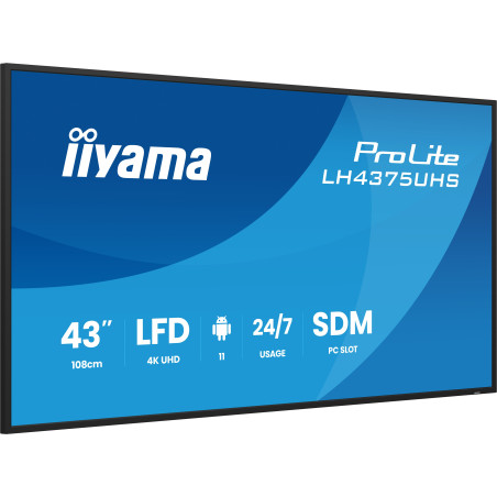 43" iiyama LH4375UHS-B2AG: IPS, 4K UHD, Android, 24/7