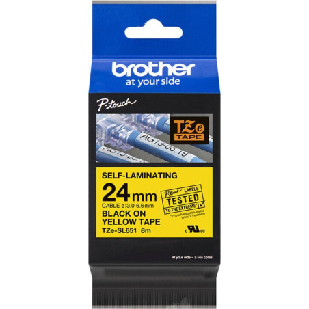 Brother TZE-SL651, žltá/čierna, 24mm, samolaminovací