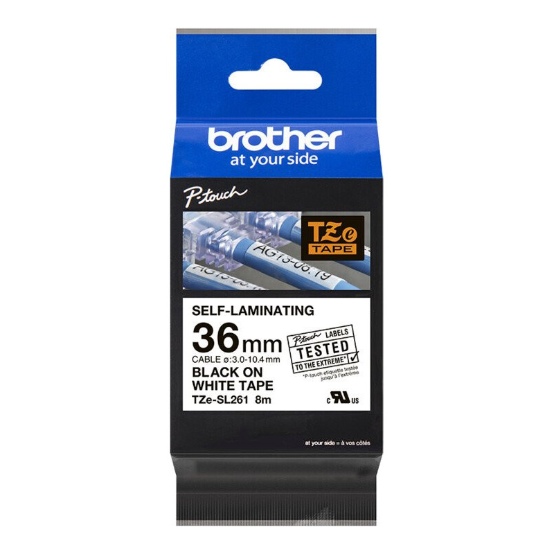 Brother TZE-SL261, biela / čierna, 36mm, samolaminovací